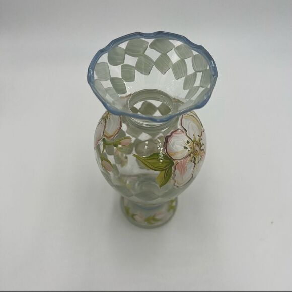 Tracy Porter Small Hand-painted Harlequin and Floral Glass Vase - Picture 2 of 6